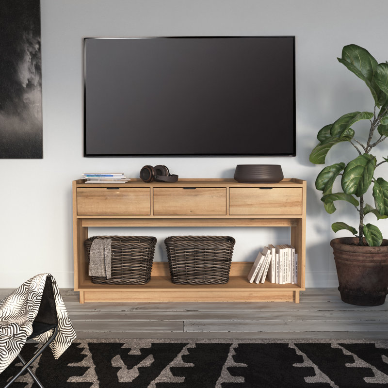  Chaunta 3 Drawer Entryway Console Table 15.75"D x 60.25"W x 32"H, Natural Oak