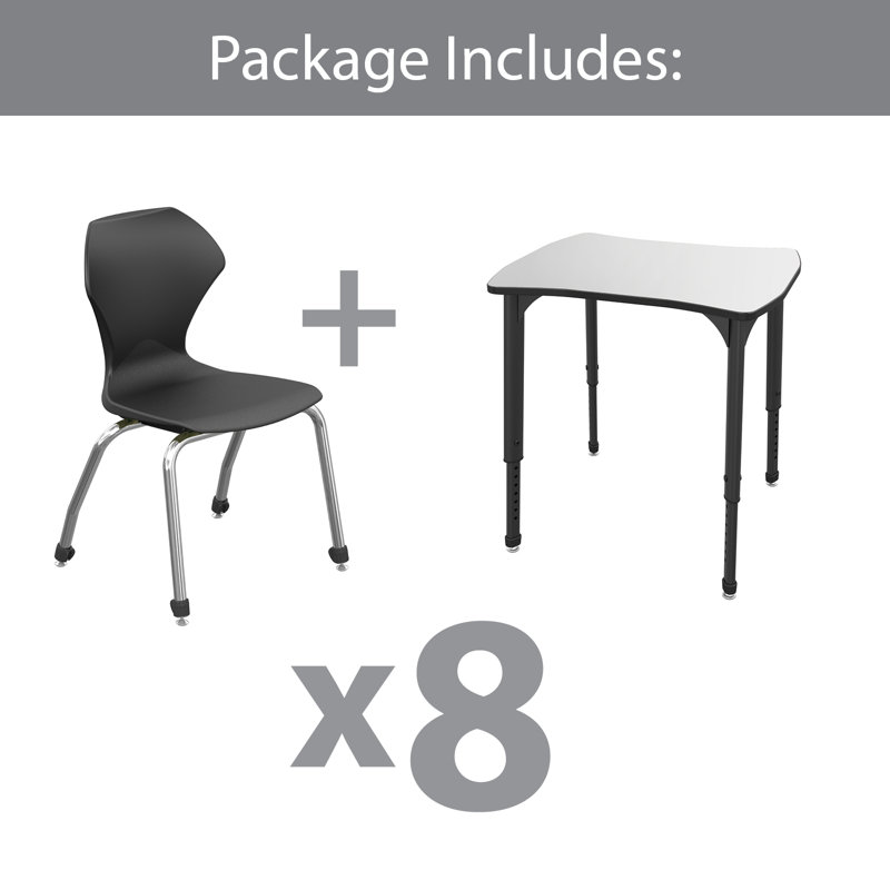8 - Ensemble de bureau et de chaises pour étudiants en bois manufacturé de 30 po