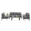 Ensemble de conversation 5 pièces pour patio moderne en aluminium