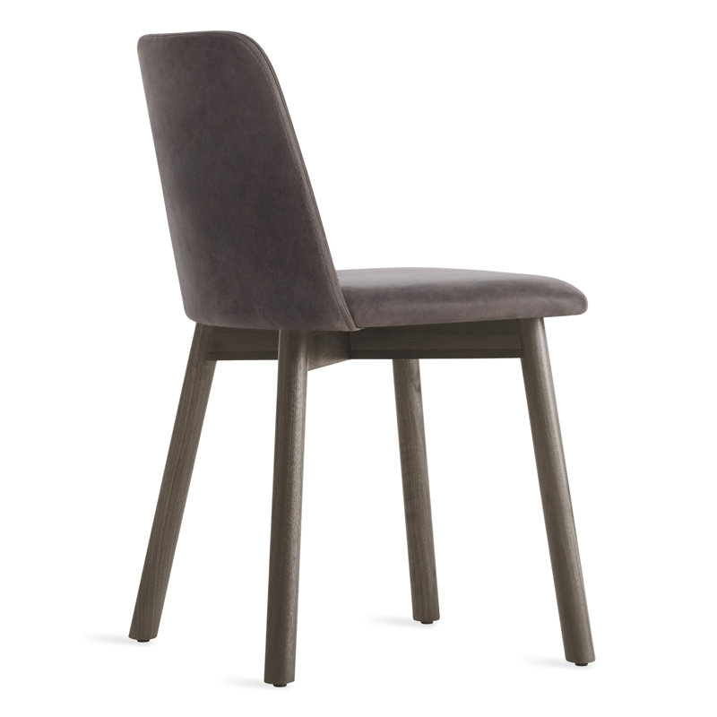 Chip Upholstered Dining Chair, Slate Genuine Leather, Smoke
