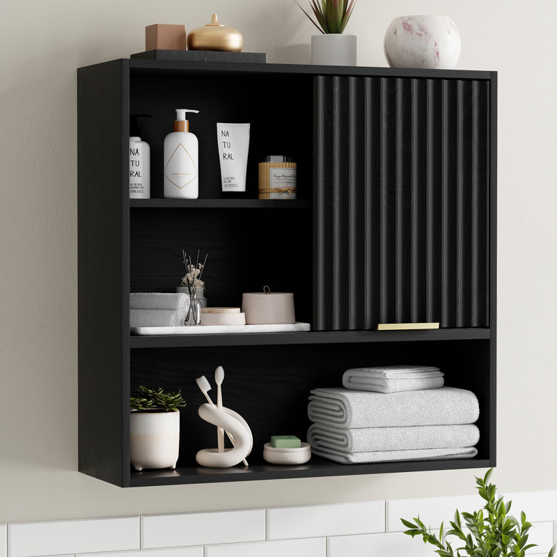 Rangement mural pour salle de bain Zydi, Black