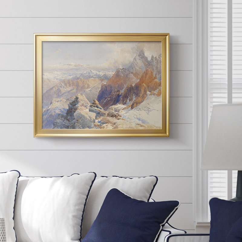 High Alpine Landscape-Edward Theodore Compton-Toile tendue avec châssis-c. Fin du 19e siècle / début du 20e siècle, Doré