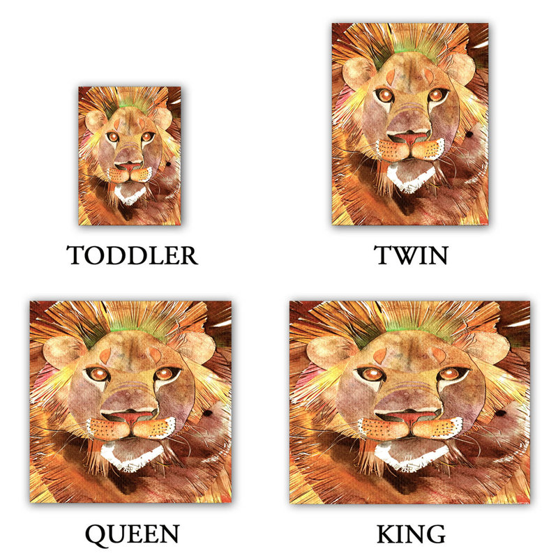 Ensemble de housse de couette lion, 1 housse de couette grand + 2 taies standards