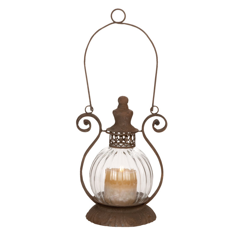 Glass and Iron Candle Lantern