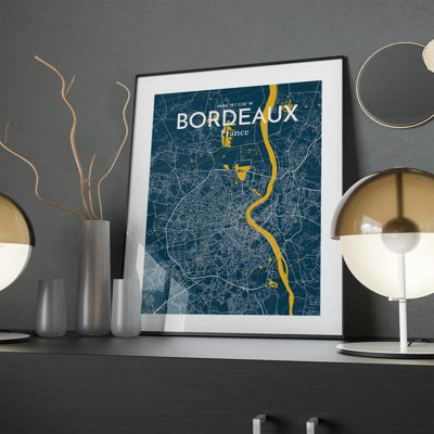 Bordeaux City Map In Amuse - No Frame Print