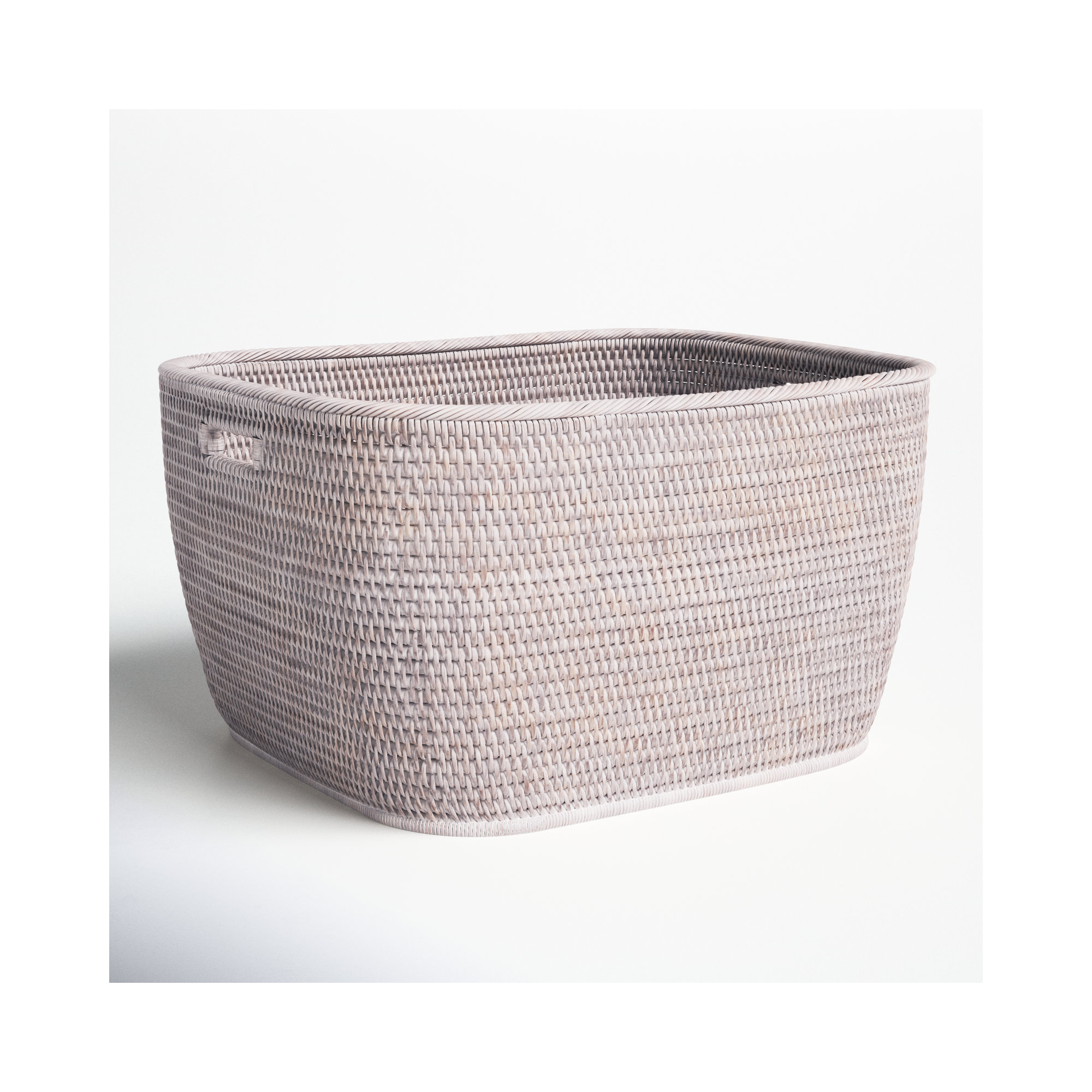 Handmade Coastal Decorative Basket 1, White Wash, 13" H x 20" W x 24" D