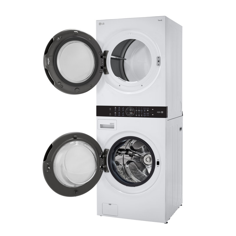LG Single Unit Front Load WashTower with Center Control Washer and 7.4 cu. ft. Electric Dryer, 4.5 cu. ft., White