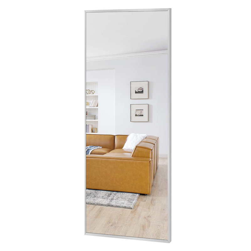 Talma Wood Flat Mirror, Light Gray, 47" H x 21" W