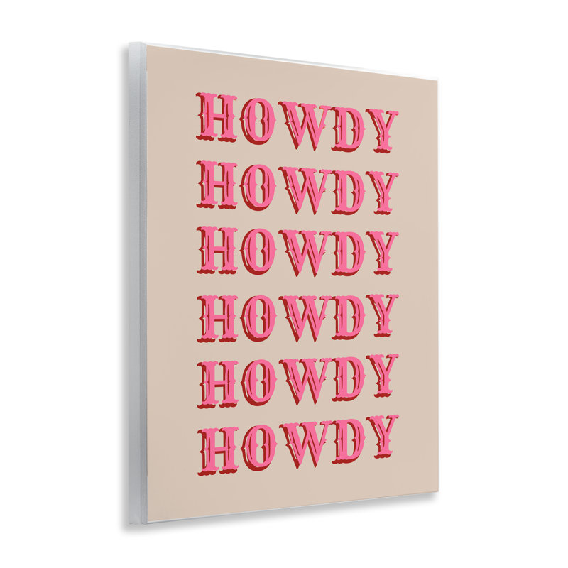 Plaque murale typographique Howdy Pink, design par CAD Designs