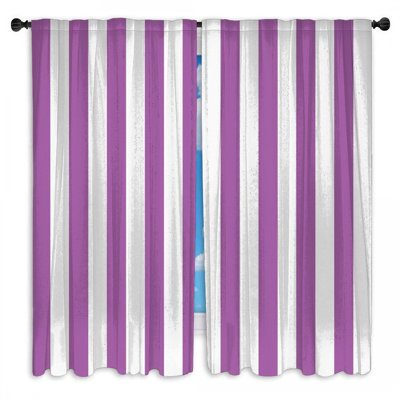 Purple Vertical Stripes Window Curtains Stripes Sheer & Room Darkening - 2 Panels