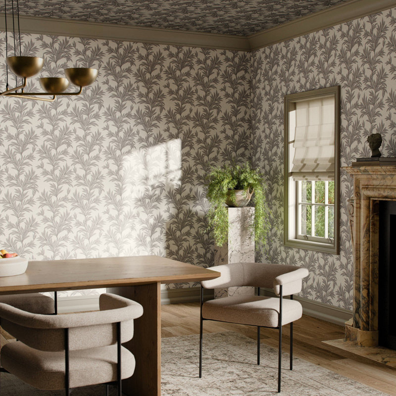 Lush Leaves Wallpaper by Getty Images, Lush Leaves Black II, W12" x H8"