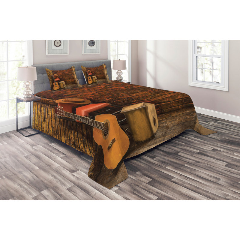 Music Rustic Coverlet, King Bedspread + 2 Shams
