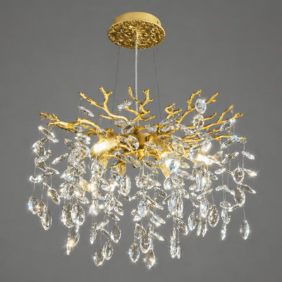 Abe 18" 6 - Light Dimmable Modern Tree Branch Crystal Chandelier For Dining Room