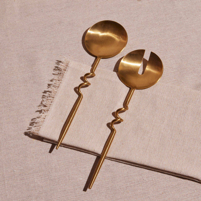 Elisa Servers. Set of 2, Brass