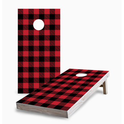 Red Buffalo Plaid 2x4 Cornhole Board Set | Includes (2) Boards (8) Bags & Optional Accessories
