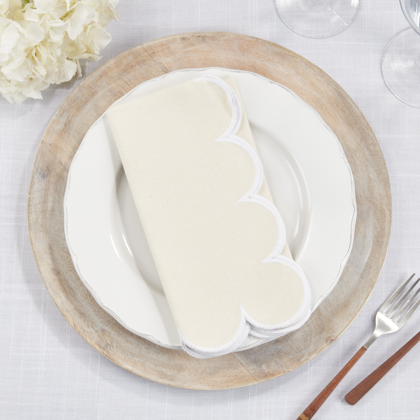 Paddock Reversible Cotton Napkin, White