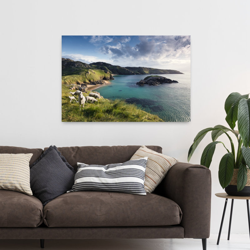 Paysage côtier irlandais abstrait, art mural, H 32 po x l 48 po