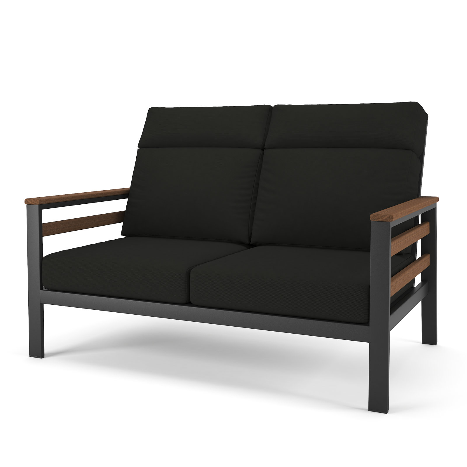 Townsend 55" Sunbrella® Patio Loveseat, Brown, Canvas Black