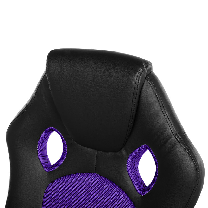 Symple Stuff Faux Leather Swiveling PC & Racing Game Chair, Purple/Black