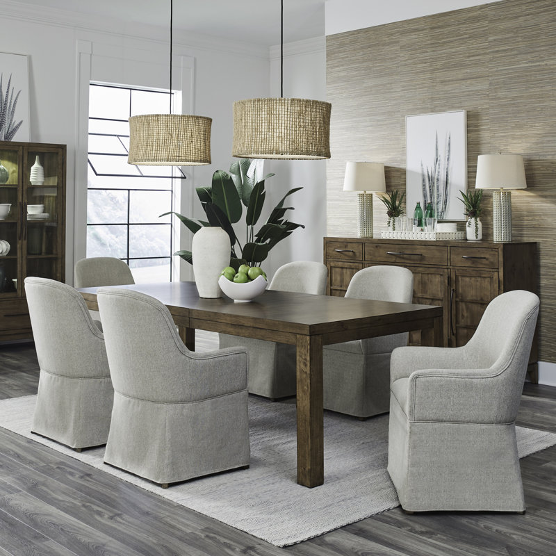 Hinkle 7 Piece Rectangular Dining Table Set, 7 Pieces: Table, 6 Chairs