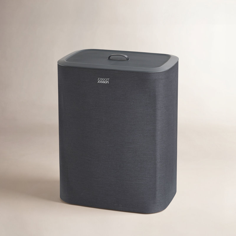 Joseph Joseph Tota Laundry Hamper Separation Basket with Lid, Carbon Black, 90-Liter (15.75" x 22.25" x 28")