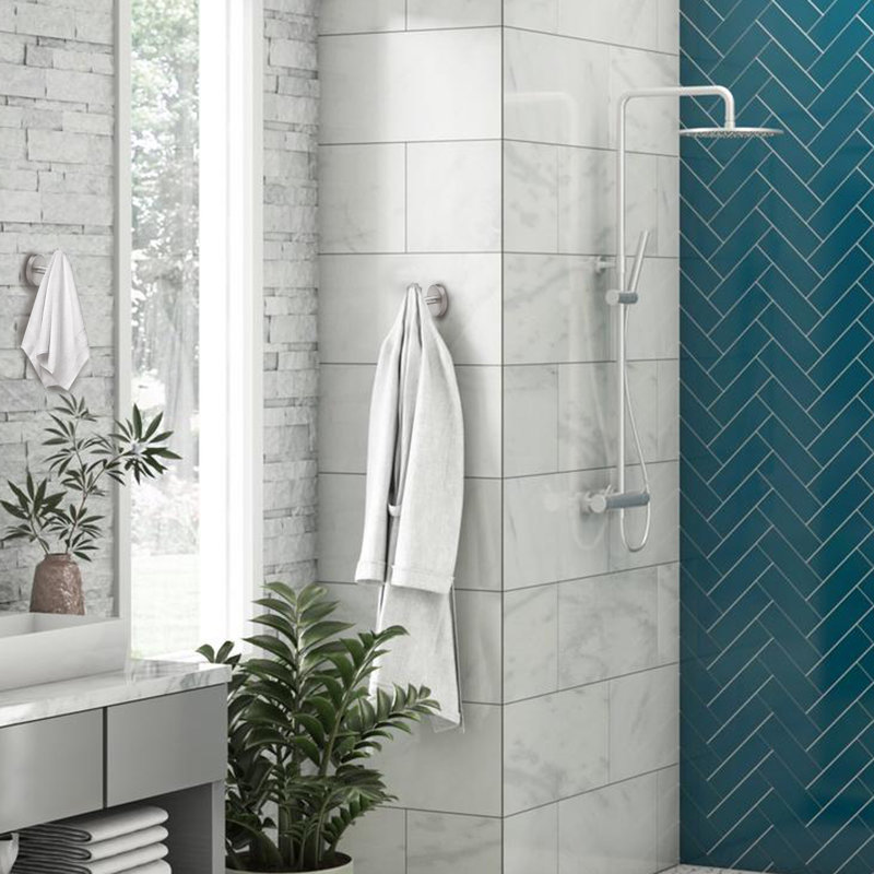 8 Pack 2.25"H Modern Stainless Steel Bathroom Wall Mounted Towel Hook, Brushed Nickel