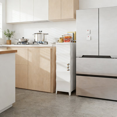 Slim Narrow Bathroom Storage Cabinet With Door & Adjustable Shelves, White
