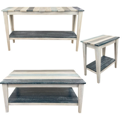 Tapered Leg Wood Table Set. 1- Wood Sofa Table, 1- Wood Coffee Table, 2- 14 Rectangle Wood End Tables by Loon Peak