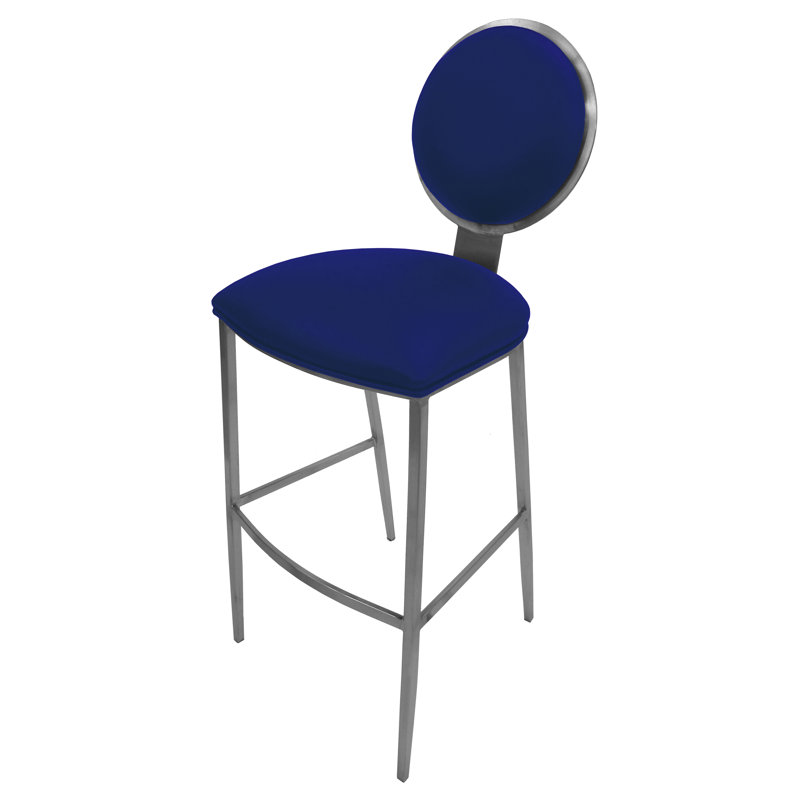 Ireoluwa Upholstered Counter Stool with Metal Frame, Duke Blue, Counter Stool (26" Seat Height)