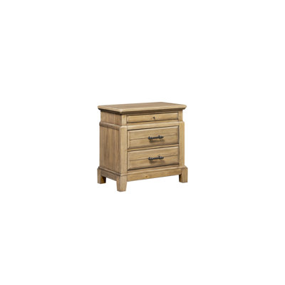 2 Drawer Nightstand With Tray In Finish - Veneers, Rustic Appeal, Spacious Drawers, Hidden Pull Out Tray, Charm, Rounded Top Edges, Molding Details, Solid Wood + , 28 Height, 17 Width, Depth, 62.5 Lb