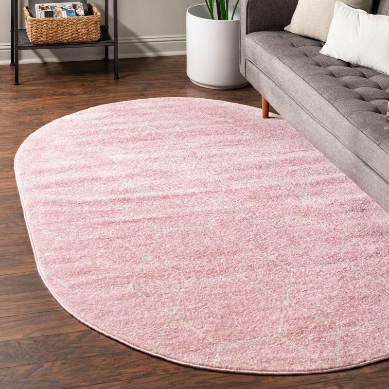 Tapis géométrique Debrodie, Ovale 7 pi 10 po x 10 pi, Pink
