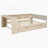 Wood Full Size Platform Bed With Storage Shelves, Drawers, Charging Station And Upholstered Headboard, Cream-2089261803-2089261802