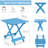 Blue Folding Solid Wood Table For Patio, Backyard - Portable, Space Saving Portable Outdoor Spaces Backyard, Balcony