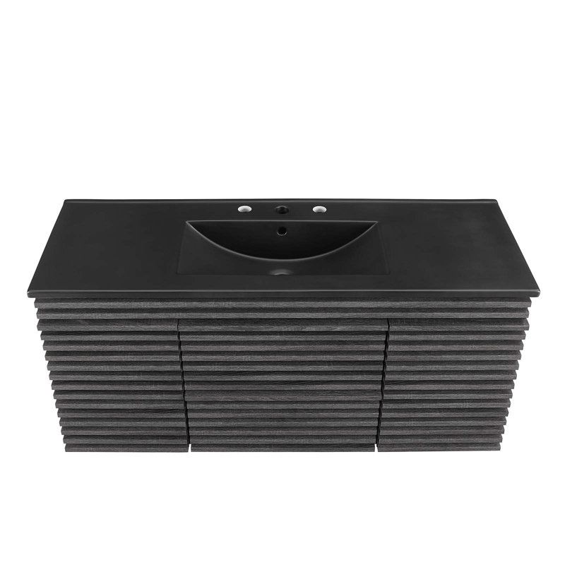 Meuble-lavabo mural 48 po Modway Render, Gris anthracite, Noir
