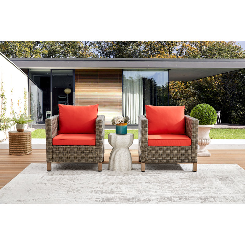 Chaises de patio pour l'extérieur avec coussins, Orange