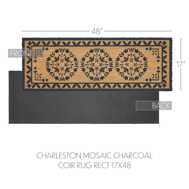 Durango Charcoal Coir Rug Rect, 17" W x 48" L