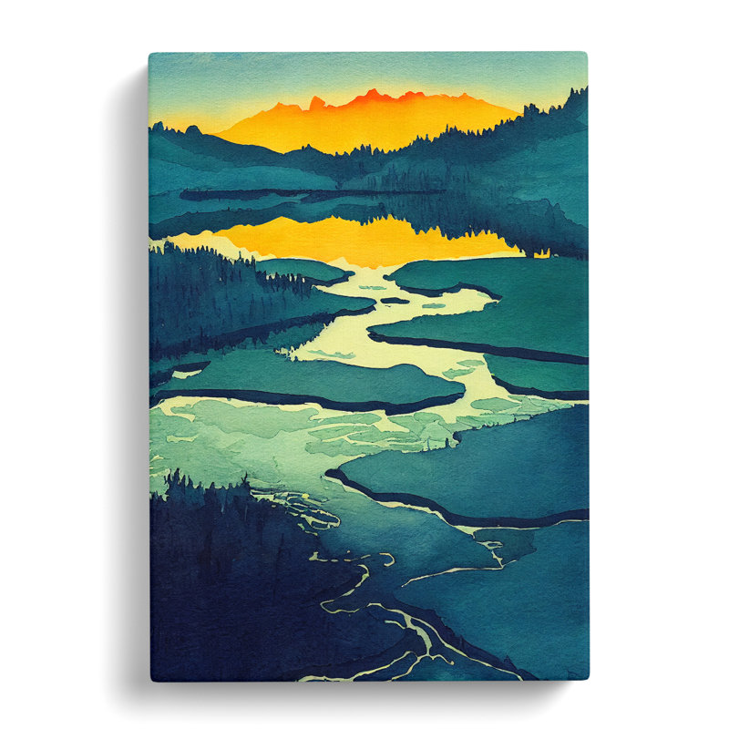 Watercolour Lake Vol.3 - Wrapped Canvas, 60cm H x 40cm W x 3cm D