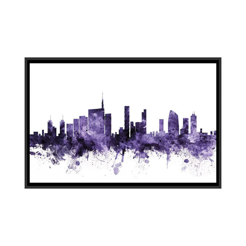 «Milan, Italy Skyline» par Michael Tompsett, impression sur toile, H 18 po x l 26 po x P 1,5 po, Toile encadrée noire