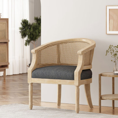 Chaise d'appoint gris anthracite avec design polyvalent et revêtement en canne rembourré classique