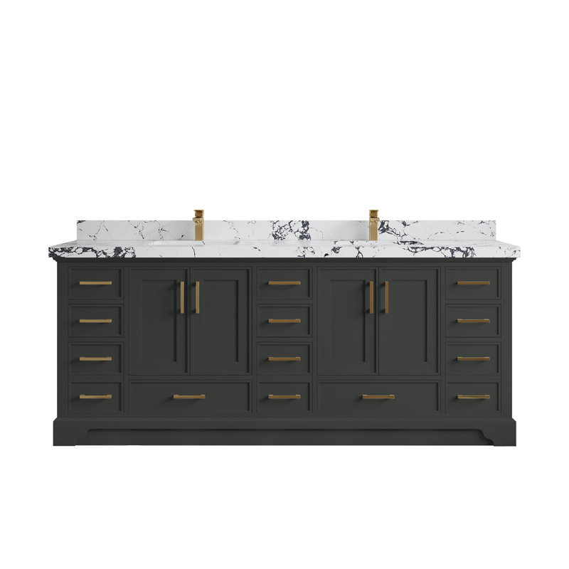 Meuble-lavabo double avec plateau Charlotte 84, Viola nuit