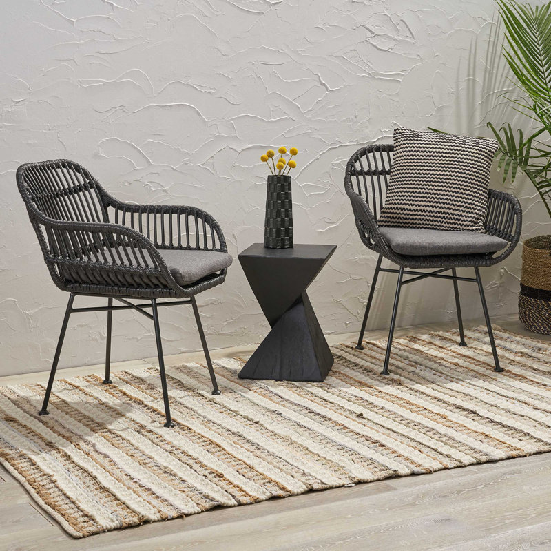 Chaise de patio avec coussins (ensemble de 2), Gris, Gris