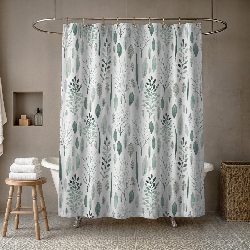 Perine Floral Single Shower Curtain, Green
