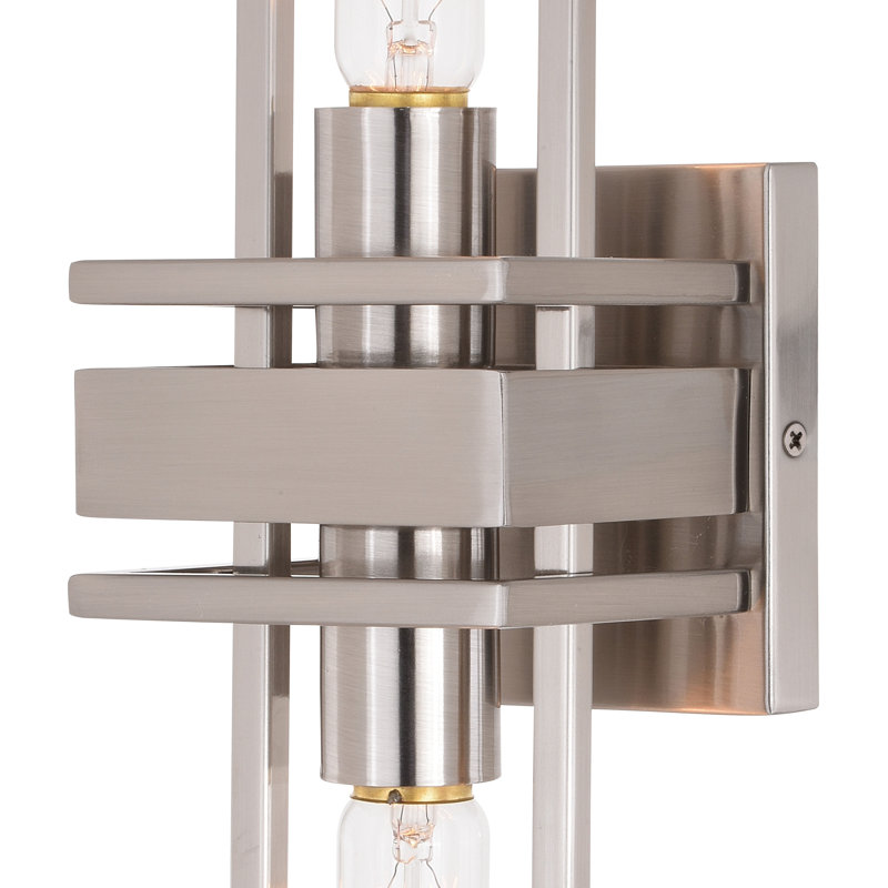 Aiden Steel Armed Sconce, Satin Nickel, 18.75" H x 4.75" W x 4.75" D