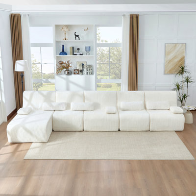Oversized Sectional Sofa 161.8" Boneless Sofa L-shaped Sofa Couch Cozy Sofa for Living Room, Beige