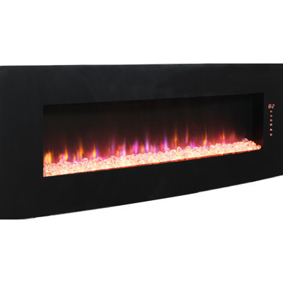 20.5 Inch High Electric Fireplace - 5000 /H Heat, Multi Color Flame, Timer Function, /Ul , Vent 48 Curved Front Wall Mounted With Remote Flame & , 1400W /H, 11 Temp Settings,/Ul