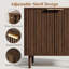 Buffet de 31,5 po de largeur avec rangement, crédence d'appoint cannelée moderne avec portes et tablettes réglables, console de bar en bois pour le salon, la salle à manger, la cuisine ou le vestibule-740863381