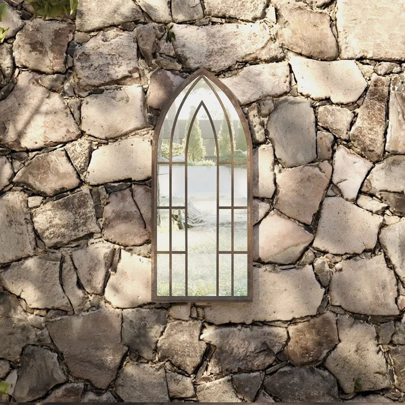 Morales Metal Flat Wall Mirror, 70cm H x 30cm W, Sand