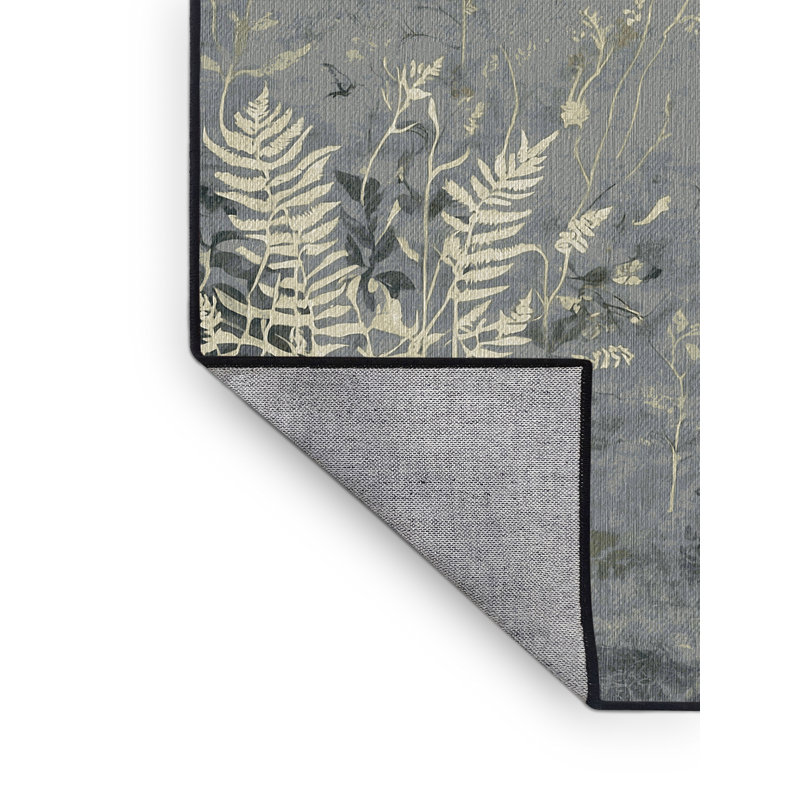 Machine Washable Gray Area Rug, Rectangle 7' x 9'