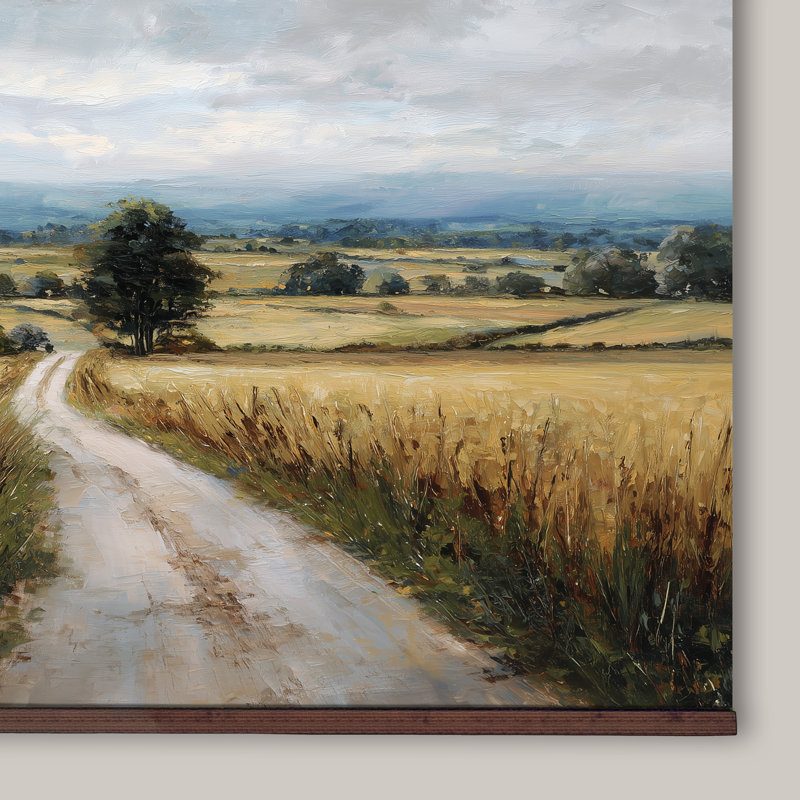 «Rustic Country Path», art mural très grand avec cintres en bois - Paysage de ferme tranquille, H 40 po x l 60 po