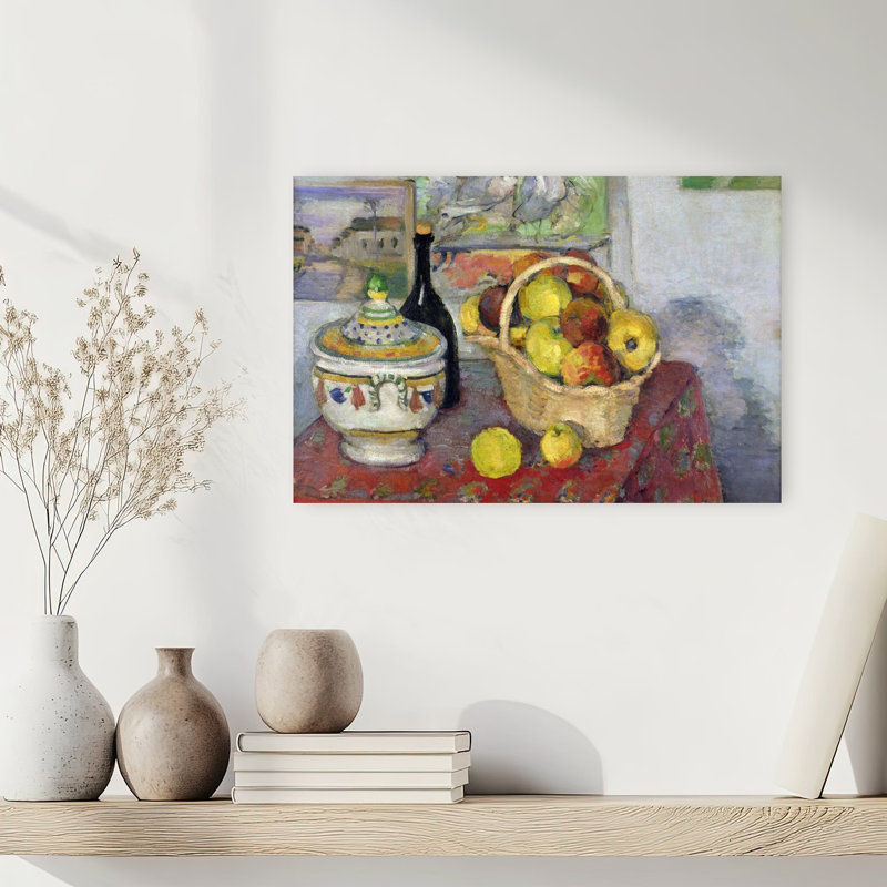 Nature morte à la soupière, vers 1877. Estampe murale abstraite contemporaine sur le thème des fruits., H 12 po x l 18 po